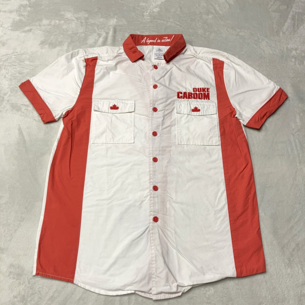 Disney Shirt Toy Story 4 Duke Caboom Button Up Graphic Red White Mens Size S